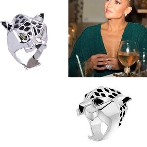 Silver Panther Statement Ring Size 9 Bold Sculptural Heavy